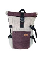 Sac à dos Cavalier toile 100 pourcent chanvre Marron et Naturel - Le Canebier en Provence